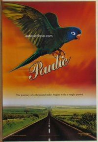 a128 PAULIE DS teaser one-sheet movie poster '98 talking parrot fantasy!
