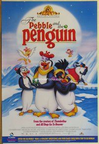 a129 PEBBLE & THE PENGUIN video one-sheet movie poster '95 Don Bluth cartoon!