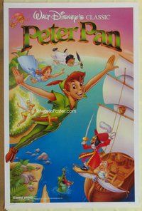 a130 PETER PAN one-sheet movie poster R89 Walt Disney fantasy classic!