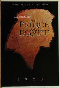 a134 PRINCE OF EGYPT DS teaser one-sheet movie poster '98 Dreamworks cartoon!