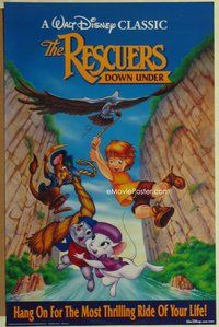 a138 RESCUERS DOWN UNDER video one-sheet movie poster '90 Disney mice!