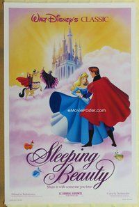 a151 SLEEPING BEAUTY one-sheet movie poster R86 Disney fantasy classic!