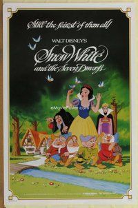 a154 SNOW WHITE & THE SEVEN DWARFS one-sheet movie poster R83 Disney