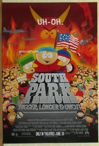 a159 SOUTH PARK: BIGGER, LONGER & UNCUT DS advance one-sheet movie poster '99