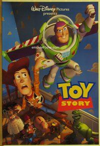 a172 TOY STORY #DS one-sheet movie poster '95 Disney/Pixar, blue style!