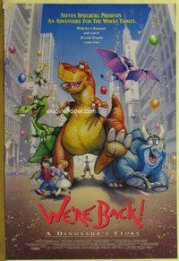 a177 WE'RE BACK DS one-sheet movie poster '93 animated dinosaur story!