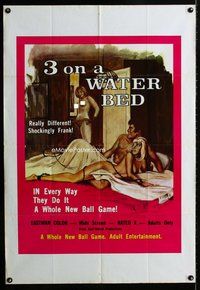 b041 3 ON A WATER BED one-sheet movie poster '70s super sexy artwork!