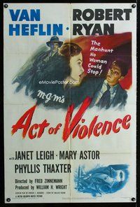 b047 ACT OF VIOLENCE one-sheet movie poster '49 Fred Zinnemann, Janet Leigh
