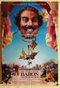 b049 ADVENTURES OF BARON MUNCHAUSEN int'l one-sheet movie poster '89 Gilliam