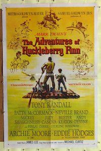 b051 ADVENTURES OF HUCKLEBERRY FINN int'l one-sheet movie poster '60 Twain