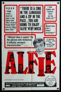 b054 ALFIE one-sheet movie poster '66 Michael Caine is a major cad!