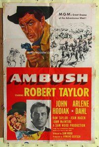 b063 AMBUSH one-sheet movie poster '50 Robert Taylor, Arlene Dahl