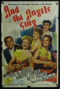b066 AND THE ANGELS SING one-sheet movie poster '44 Dorothy Lamour, Hutton