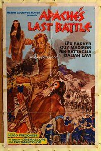 b341 OLD SHATTERHAND one-sheet movie poster '64 Apache's Last Battle!