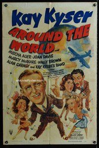 b074 AROUND THE WORLD one-sheet movie poster '43 Kay Kyser, Mischa Auer