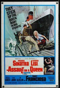 b076 ASSAULT ON A QUEEN one-sheet movie poster '66 Frank Sinatra, Lisi