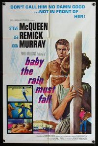 b079 BABY THE RAIN MUST FALL one-sheet movie poster '65 Steve McQueen