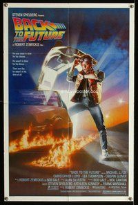 b080 BACK TO THE FUTURE one-sheet movie poster '85 Fox, Drew Struzan art!