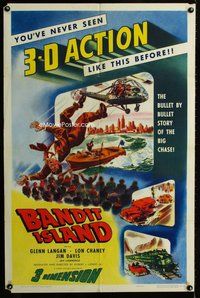 b022 BANDIT ISLAND one-sheet movie poster '53 3-D Glenn Langan, Lon Chaney