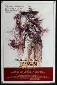 b095 BARBAROSA one-sheet movie poster '82 Willie Nelson, Gary Busey