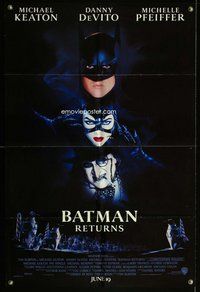 b103 BATMAN RETURNS DS advance one-sheet movie poster '92 Michael Keaton