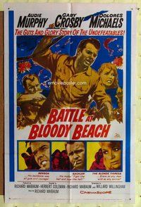b104 BATTLE AT BLOODY BEACH one-sheet movie poster '61 Audie Murphy