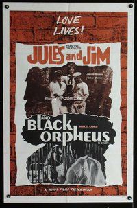 b125 BLACK ORPHEUS/JULES & JIM one-sheet movie poster '60s Truffaut, Camus