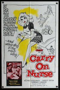 b144 CARRY ON NURSE one-sheet movie poster '60 English hospital sex!