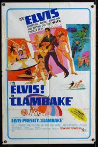b162 CLAMBAKE one-sheet movie poster '67 Elvis Presley, rock & roll!