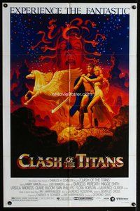 b164 CLASH OF THE TITANS one-sheet movie poster '81 Harryhausen, Hildebrandt