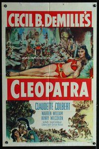 b165 CLEOPATRA one-sheet movie poster R52 sexy Claudette Colbert, DeMille