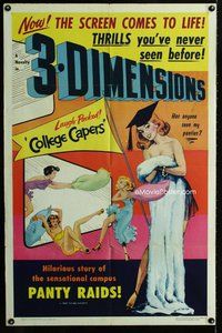 b017 COLLEGE CAPERS one-sheet movie poster '53 rare 3-D sex!