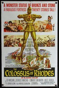 b168 COLOSSUS OF RHODES one-sheet movie poster '61 Leone, monster statue!