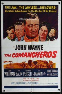 b169 COMANCHEROS one-sheet movie poster '61 John Wayne, Lee Marvin, Curtiz