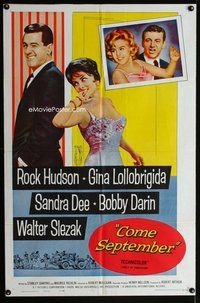 b170 COME SEPTEMBER one-sheet movie poster '61 Sandra Dee, Lollobrigida