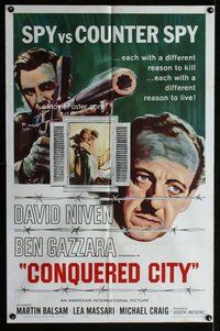 b173 CONQUERED CITY one-sheet movie poster '65 David Niven, Gazzara