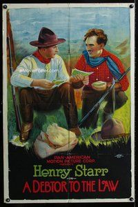 b188 DEBTOR TO THE LAW one-sheet movie poster '19 outlaw Henry Starr!