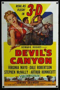 b024 DEVIL'S CANYON one-sheet movie poster '53 sexy 3-D Virginia Mayo!