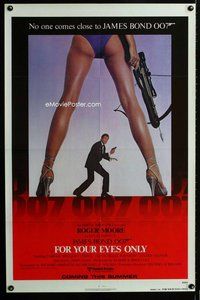 b011 FOR YOUR EYES ONLY advance one-sheet movie poster '81 Moore as Bond!