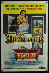 b025 FORT TI one-sheet movie poster '53 3D, Fort Ticonderoga, Montgomery