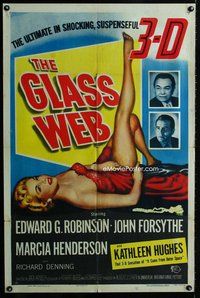 b026 GLASS WEB one-sheet movie poster '53 Robinson, nearly naked 3D girl!