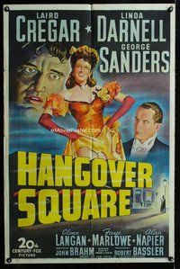 b243 HANGOVER SQUARE one-sheet movie poster '45 Darnell, great stone litho!