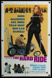 b245 HARD RIDE one-sheet movie poster '71 Robert Fuller, sexy biker, AIP!