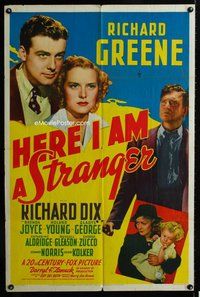 b252 HERE I AM A STRANGER one-sheet movie poster '39 alcoholic Richard Dix!