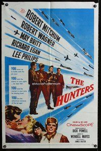 b262 HUNTERS one-sheet movie poster '58 Robert Mitchum, Robert Wagner