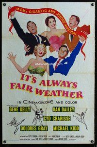 b267 IT'S ALWAYS FAIR WEATHER one-sheet movie poster '55 Kelly. Charisse