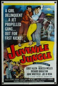 b272 JUVENILE JUNGLE one-sheet movie poster '58 jet propelled gang!