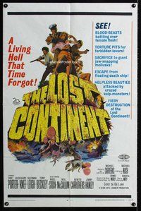 b285 LOST CONTINENT one-sheet movie poster '68 Hammer English sci-fi!