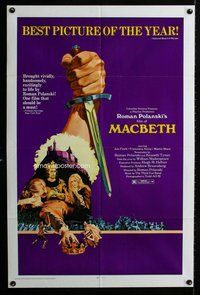 b289 MACBETH one-sheet movie poster '72 Roman Polanski, Shakespeare