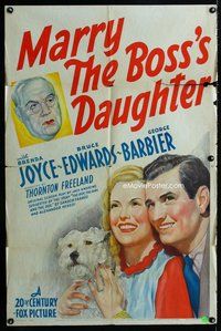 b302 MARRY THE BOSS'S DAUGHTER one-sheet movie poster '41 Fox stone litho!